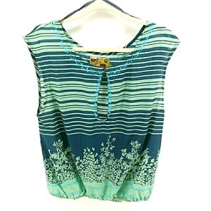 Retro Free People Floral Striped Boho Top 8